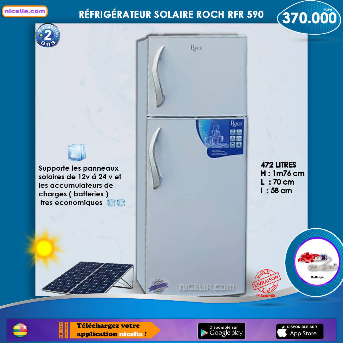 Réfrigérateur solaire RFR 590